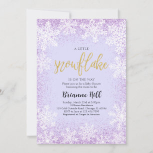Invitation Purple Un Petit Baby shower De Flocon De Neige