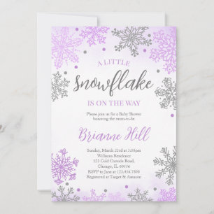 Invitation Purple Un Petit Baby shower De Flocon De Neige