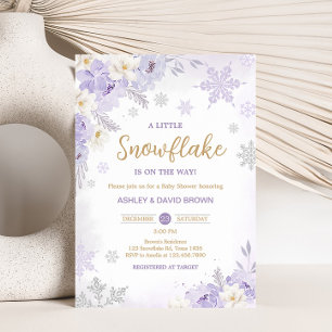 Invitation Purple Un Petit Baby shower De Flocon De Neige