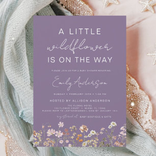 Invitation Purple Un Petit Baby shower Fleur sauvage