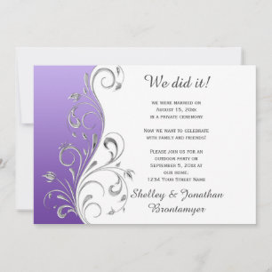 Invitation Purple vintage avec des torsades florales argentée