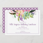 Invitation Purple Watercolor Floral 90th Surprise Birthday<br><div class="desc">This pink and purple watercolor floral invitation is perfect for your special celebration. This design features a white background accented with a boho floral and succulent arrangement with custom typography. Add your information to complete the look.</div>