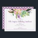 Invitation Purple Watercolor Floral 90th Surprise Birthday<br><div class="desc">This pink and purple watercolor floral invitation is perfect for your special celebration. This design features a white background accented with a boho floral and succulent arrangement with custom typography. Add your information to complete the look.</div>