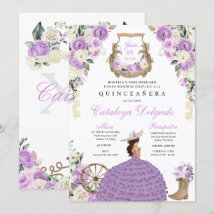 Invitation Purple Western Fiesta Charro Quinceañera