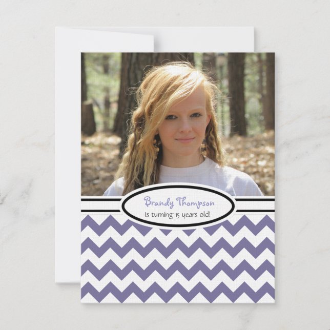Invitation Purple & White Chevron : Image:Invitation de la fê (Devant)
