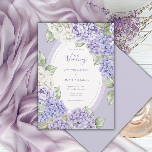 Invitation Purple White Hydrangeas Floral Wedding (Créateur téléchargé)