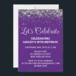 Invitation Purple White & Silver Glitter 30th Birthday Party<br><div class="desc">Customized Glitter Invite Custom 35th,  30th Birthday Party invitation Thirty,  Let's celebrate digital Any Age,  Instant download Forty Fifty Sixty,  Personalized 21st 40th 50th 60th,  Elegant Milestone template Sweet 16,  Custom 18th 20th Glam Confetti,  Adult Calligraphy Modern Stylish script,  Chic trendy simple for her,  Bling 16th quinceanera 15th celebration</div>