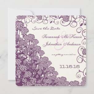 Invitation Purple Wild Flower Branch Mariage Enregistrer la d