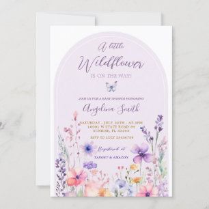 Invitation Purple Wildflower Garden Floral Baby Douche