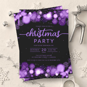 Invitation Purple Winter Wonderland Company Fête de Noël