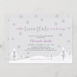 Invitation Purple Winter Wonderland Girl Baby shower/Sprinkin