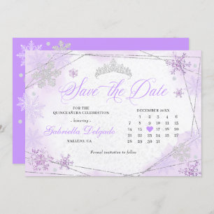 Invitation Purple Winter Wonderland Snowflake Enregistrer la