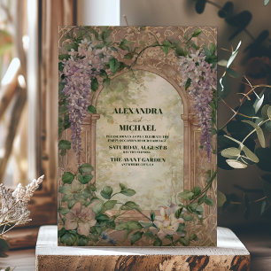 Invitation Purple Wisteria Fleurs verdure Mariage moderne