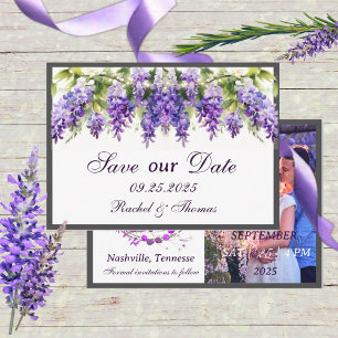 Invitation Purple Wisteria Mariage à thème Enregistrer la car
