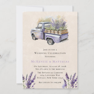 Invitation Purple Wisteria Vintage Truck Mariage Célébration