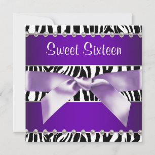 Invitation Purple Zebra Sweet 16 Anniversaire