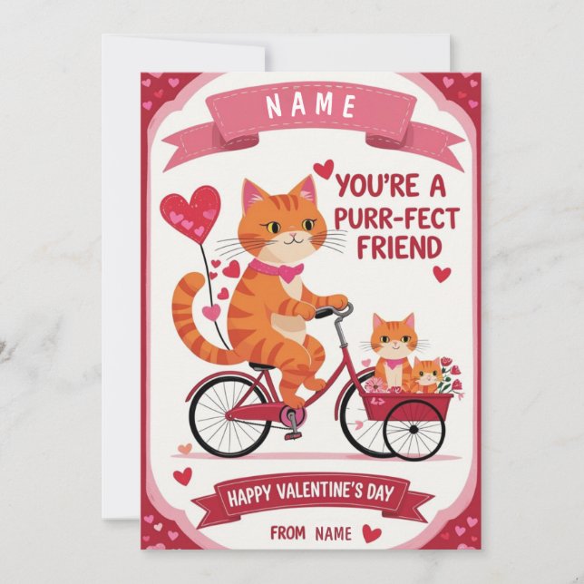 Invitation Purr-fect Friend Valentine's Day Card - Chat migno (Devant)