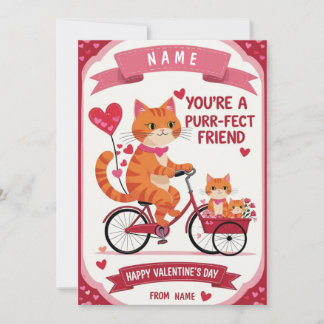 Invitation Purr-fect Friend Valentine's Day Card - Chat migno