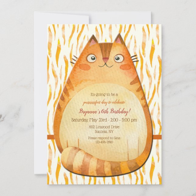 Invitation Purrfect Day to Celebrate Birthday (Devant)