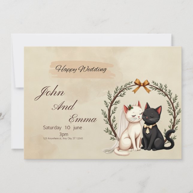 Invitation Purrfect Union: John and Emma's Whimsical Wedding  (Devant)