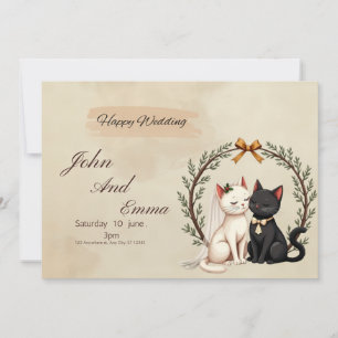 Invitation Purrfect Union: John and Emma's Whimsical Wedding 