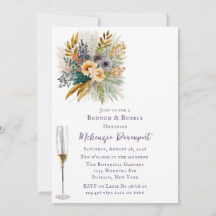 Invitation Putain Purple et Gold Peony Brunch et Bubbly