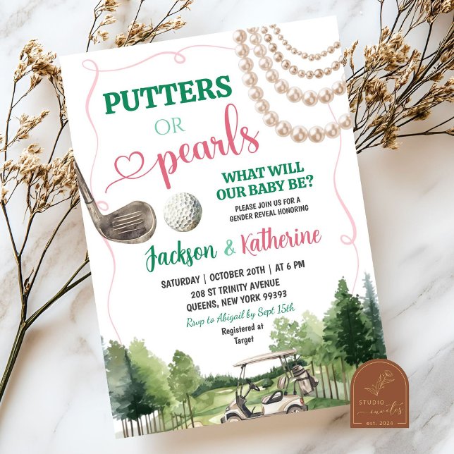 Invitation Putters ou Perles Golf Révélation du Sexe de Bébé (Créateur téléchargé)