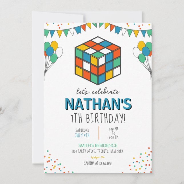 Invitation Puzzle Cube Anniversaire (Devant)