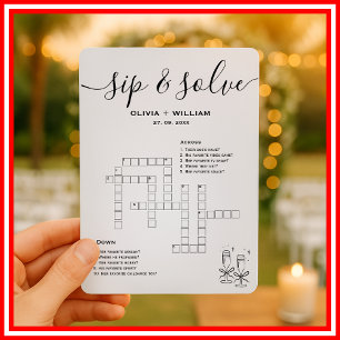 Invitation Puzzle de mots croisés personnalisé pour mariage S