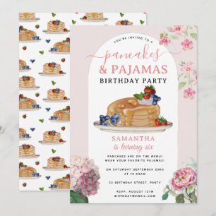 Invitation Pyjama aux Crêpes Fête d'Anniversaire Fille Enfant