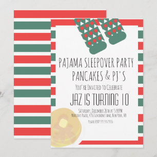 Invitation Pyjama de Noël avec Crêpes d'Anniversaire