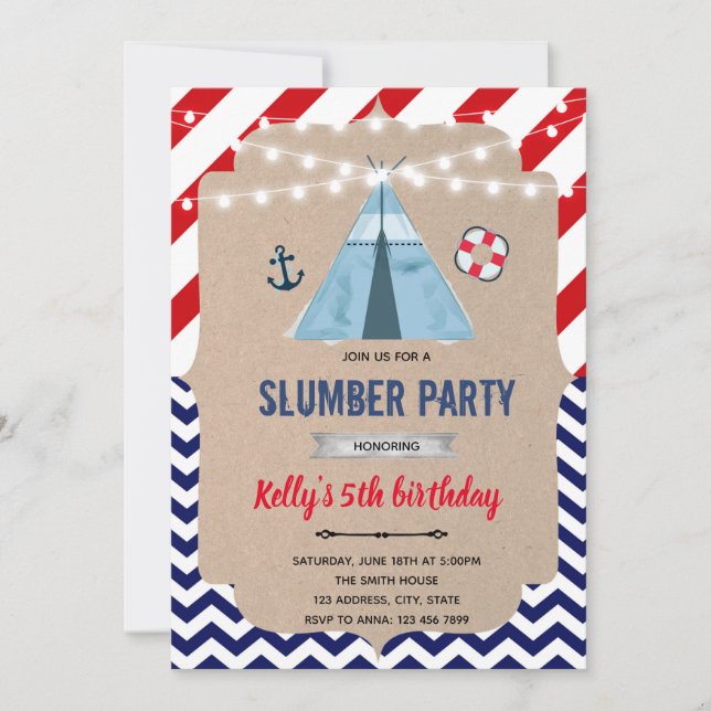 Invitation Pyjama party nautique (Devant)