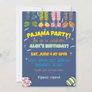 Invitation Pyjama Party Pyjamas Drôles et Pantoufles Annivers