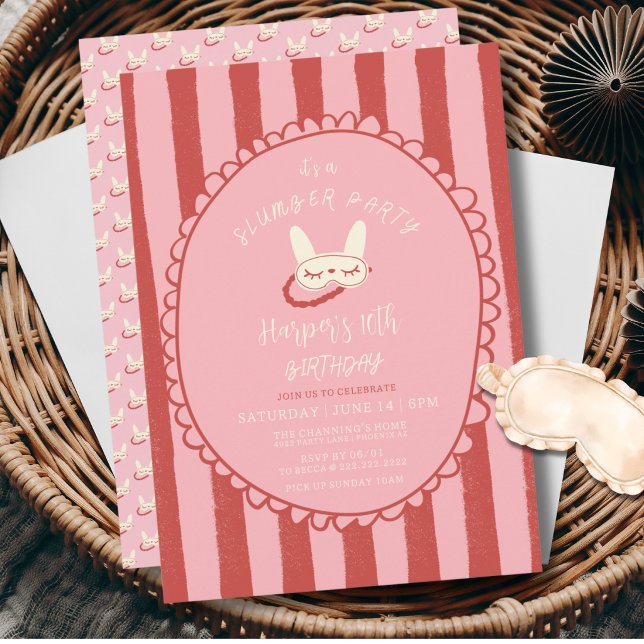 Invitation pyjama party veille d'anniversaire fille adolescen (sleepover slumber birthday party girl teen vintage modern personalized Invitation )