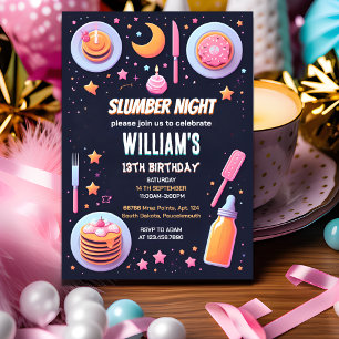 Invitation pyjama stars Sleepover Fête de bois 13e anniversai