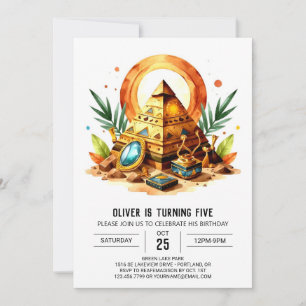 Invitation Pyramides Boho en or égyptien Anniversaire