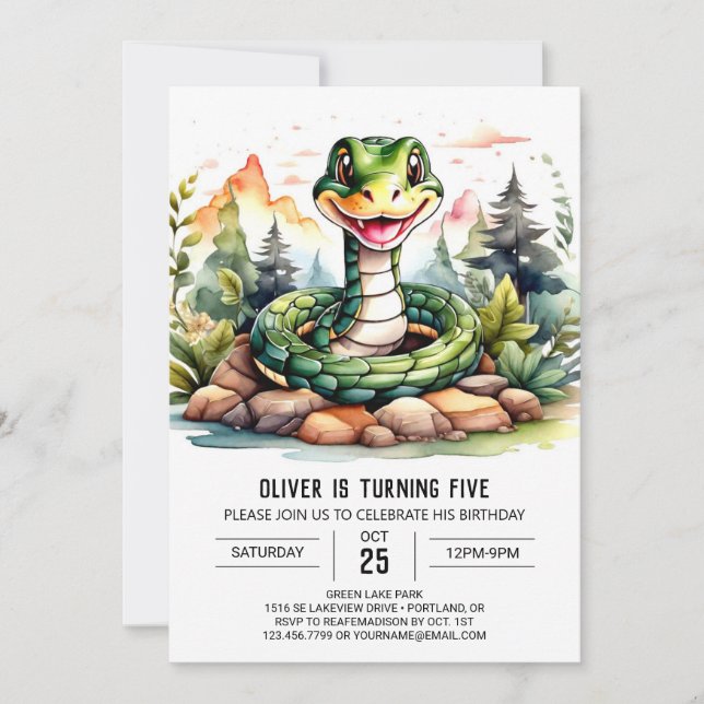 Invitation Python en ligne fête d'anniversaire pour enfants (Devant)