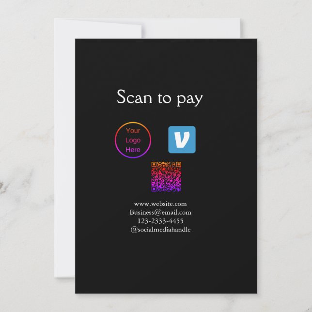 Invitation Q R code venmo scanner pour payer ajouter le logo  (Devant)