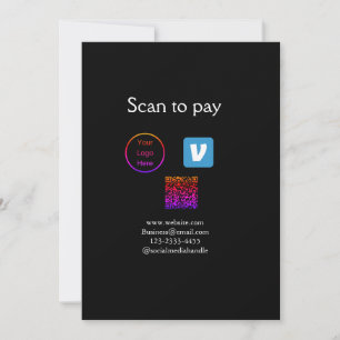 Invitation Q R code venmo scanner pour payer ajouter le logo 