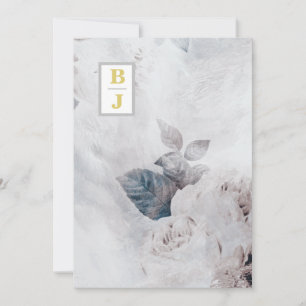 Invitation *~ QR AR26 Initiales Bouquet RSVP Vintage Wedding