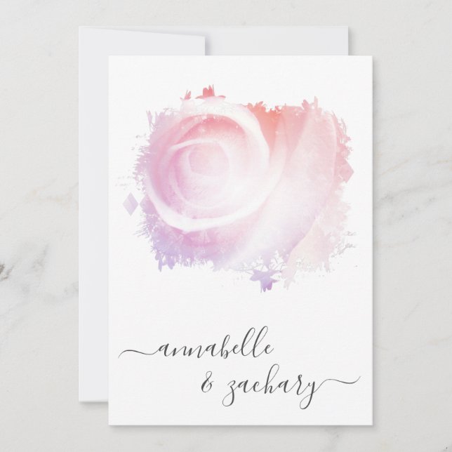 Invitation *~* QR Blush Rose RSVP AR8 Classy Mariage (Devant)