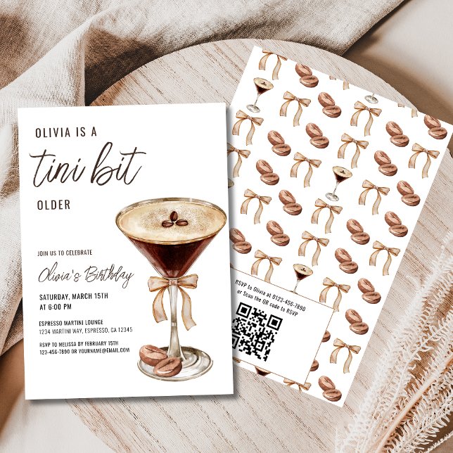 Invitation QR Code A Tini Bit Anniversaire Espresso Martini (Créateur téléchargé)