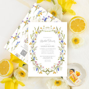 Invitation QR Code Aquarelle colorée Fête des mariées florale