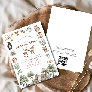 Invitation QR Code Baby shower des animaux forestiers