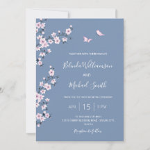 QR Code Blue Cherry Blossom | Mariage chinois