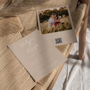 Invitation QR Code Blush Peachy Photo Boho Mariage moderne