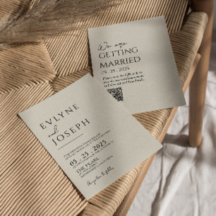 Invitation QR Code Boho noir et beige Mariage neutre