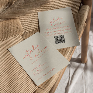 Invitation QR Code Bright Orange Retro Fun Mariage Whimsical