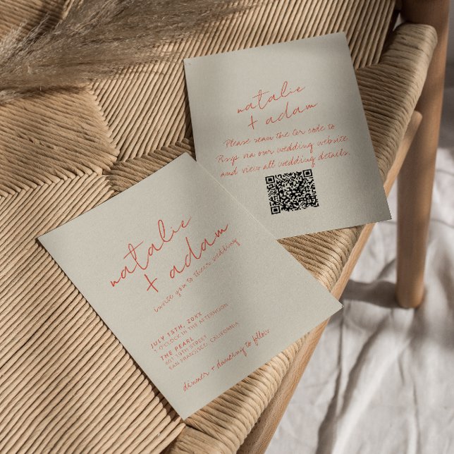 Invitation QR Code Bright Orange Retro Fun Mariage Whimsical (Créateur téléchargé)