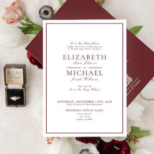Invitation QR Code Burgundy Classic Script Mariage